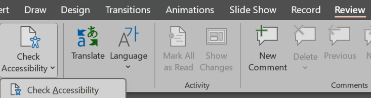 check accessibility in PowerPoint menu
